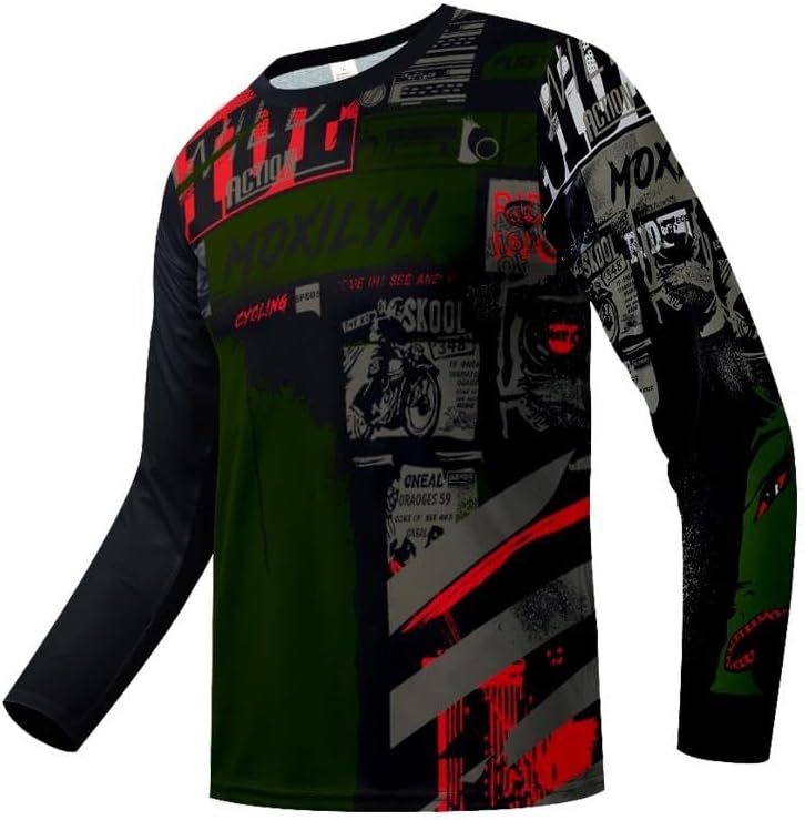 Men's MTB Shirt Long Sleeve Off-Road Motocross Cycling Jersey Mountain Bike Shirts Quick-Dry Moisture Wicking