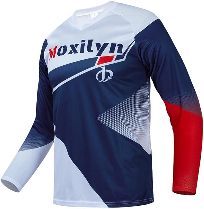 Men's MTB Shirt Long Sleeve Off-Road Motocross Cycling Jersey Mountain Bike Shirts Quick-Dry Moisture Wicking