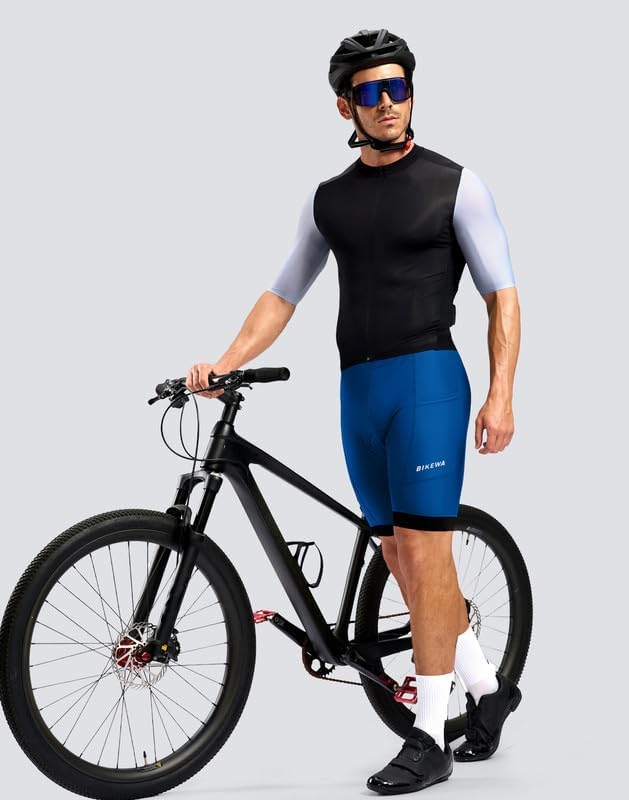 Bikewa Men's Cycling Shorts 7" 4D Padded Bike Shorts for Men Road Biking Bicycle Riding Cycle Biker Phone Pockets