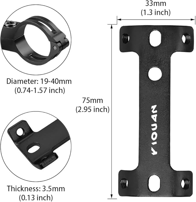 Bike Bottle Cage Adapter, Aluminum Alloy Double Headed Bicycle Bottle Cage Extender High Hardness Adjustable Bottle Mount Seat Post Water Bottle Holder with Installation Tool for MTB Road Bike
