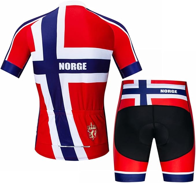 Hotlion Men's Cycling Jersey Sets Gel Pad Summer Bike Clothing Suit Breathable Bike Clothes with 3 Rear Pockets