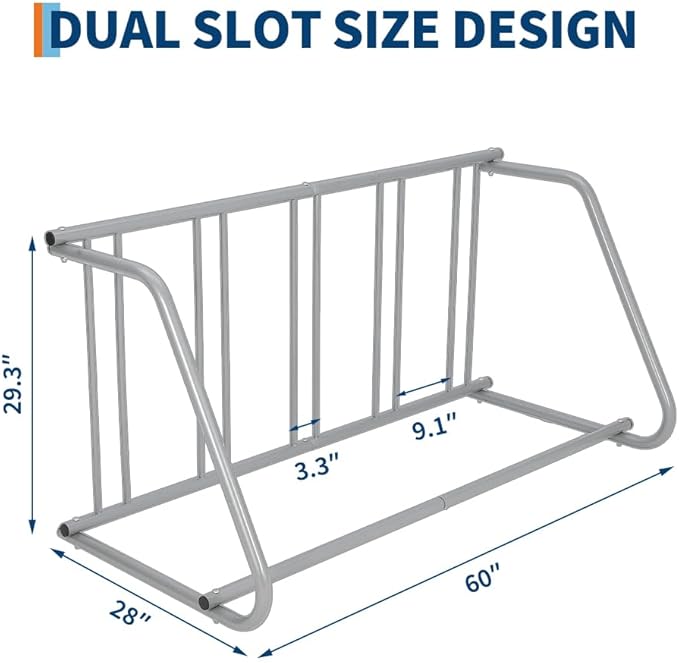 Floor Bike Rack,Single-Side 5-Bike Rack 60 in L,Grid Bike Rack In Ground,Freestanding Bicycle Floor Parking Stand,Stand Bike Racks for Garages Streets Yards Bike Events