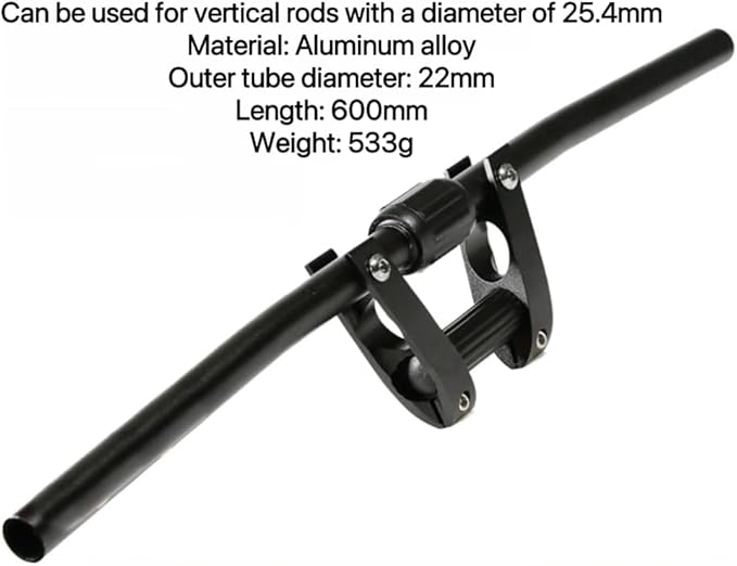 Electric Scooter Folding Handlebar, Universal Steering Handlebar 25.4/31.8mm, Aluminum Alloy 90° Adjustable Crossbar, Length 600mm Light Weight 533g, For Electric Bicycles, Cycles