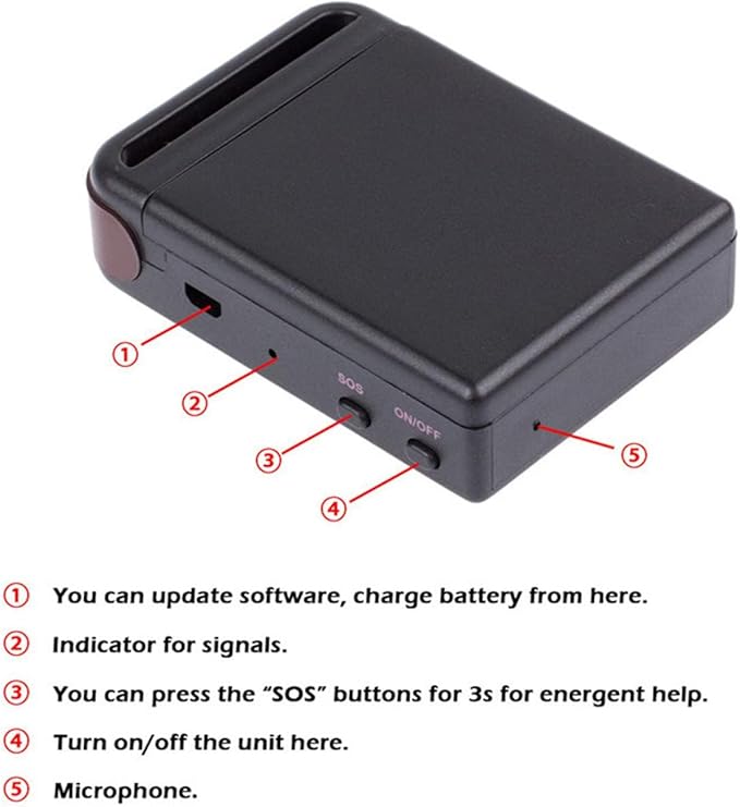 Eaglerich Vehicle GPS Tracker Real Time GSM GPRS GPS Tracker TK102B Car Tracking Locator Device Remotes Control Over Speed Alarm for Cars/Pets/Kids/ELD Men