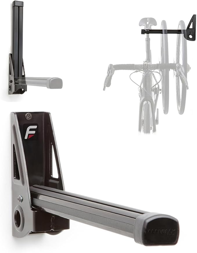 Feedback Sports | Velo Wall Post Bike Storage Mount | Bicycle Wheel Storage | Foldable and Space Saving | Road, Gravel, Mountain Bike Compatible | Versatile Garage Organization