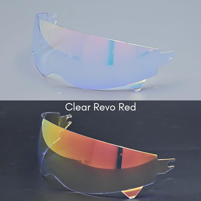 Compatible with EXO Covert Visor Replacement Motorcycle Helmet Visor Sun Protection Anti-Scratch, Universal(Clear Revo Red)