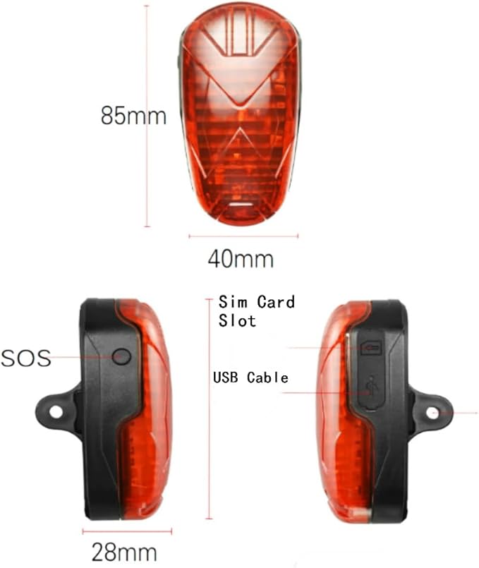 GPS Tracker for Bike Bicycle GPS Tracker Hidden GPS Tracking Device for Motorcycle Motorbike Anti-Lost Anti-Theft, with LED Tail Light - 4G TK906