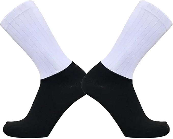 Men'S Crew Socks Summer Breathable Cycling Socks Men Anti Slip Seamless Aero Bike Wearproof Road Calcetines Ciclismo Wh, Whiteblack