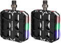Monkey Home Smart Bike Pedals with LED Lights, Auto On-Off, 3 Colours, 7 Modes, USB Rechargeable, Waterproof, Flat Aluminium with 9/16in Steel Spindle, for e-Bike, City, Commuter, Hybrid, Road