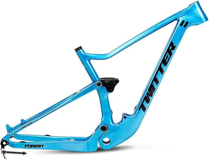 Mountain Bike Frame Carbon Fiber Trail Bike Frame 27.5/29er 15''/17''/19'' Suspension Frame Travel 120mm Boost Thru Axle 12x148mm Disc Brake XC/AM/DH(Blue,27.5 * 17'')