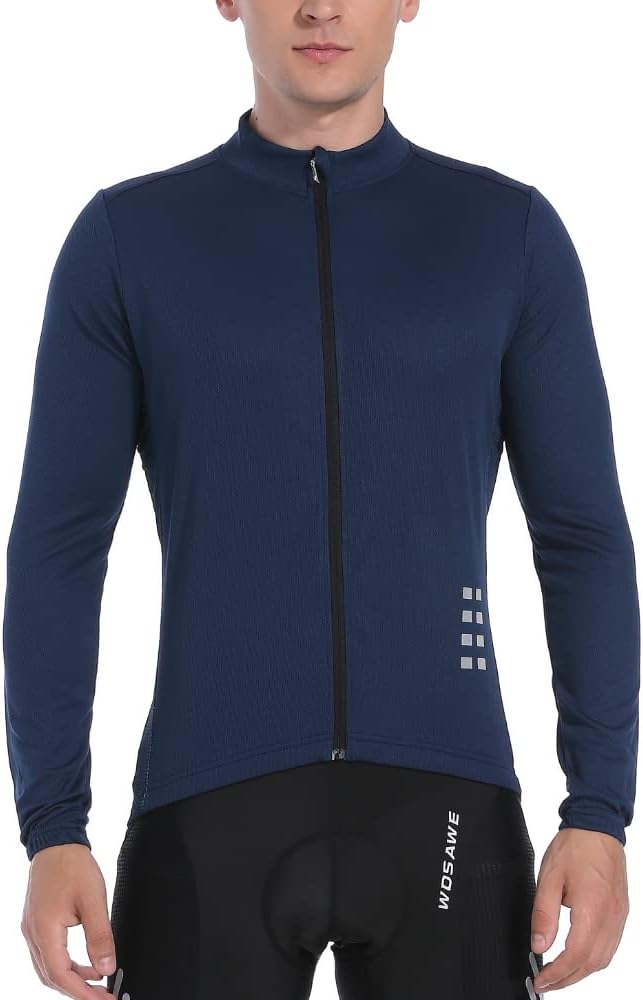 WOSAWE Men's Cycling Jersey Long Sleeve Bicycle Shirt Breathable Mountain Bike Tops for Riding, Running, Hiking