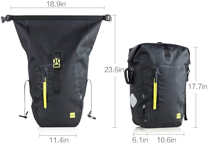 Rhinowalk Bike Pannier Bag Waterproof Bike Bag 23L for Bicycle Cargo Rack Saddle Bag Shoulder Bag Laptop Pannier Rack Bicycle Bag Professional Cycling Accessories-Black＆Green