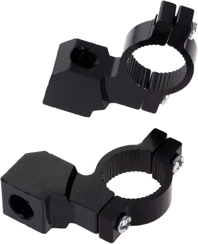 Mtsooning Motorcycle 10mm/ 7/8" Mirror Mount Clamp, 2PCS Handlebar Rearview Mirror Adapter, Black Aluminum Universal Bike mirror Holder