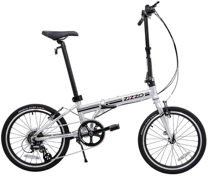 ZiZZO Liberte Plus 23 lb Lightweight Aluminum Alloy 20-Inch 8-Speed Folding Bicycle with Quick Release Wheels