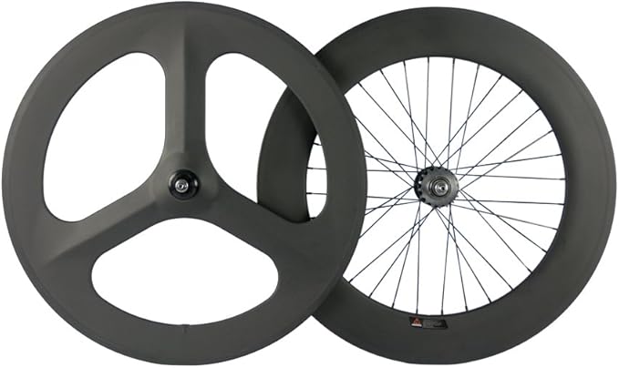 Supereteam Front Tri Spoke Rear 88mm Carbon Wheels 700c Clincher Fixed Wheelset