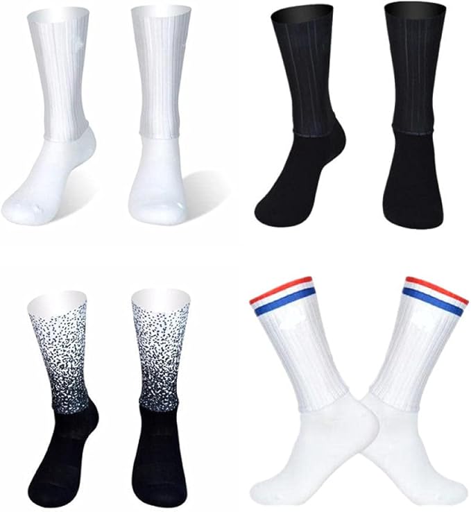 Socks For Men Anti-Slip Silicone Summer Aero White Line Cycling Sports Running Socks-White_One_Size_(35-46)