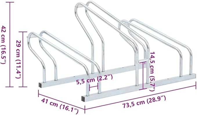 Galvanized Steel Floor Freestanding Bicycle Stand for 3 Bikes, 3 Bikes Floor Bike Stand, Bike Floor Parking Rack for Indoor & Outdoor Garage Storage,-872