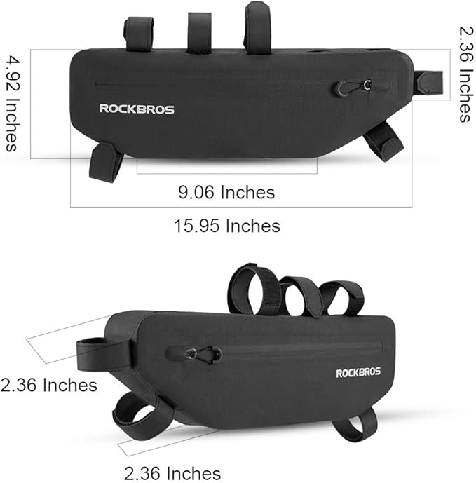 ROCKBROS Bike Frame Bag Waterproof Bike Triangle Bag Bicycle Under Top Tube Bag Corner Pouch Storage Bag Approx. 3 Litres for Cycling Accessories