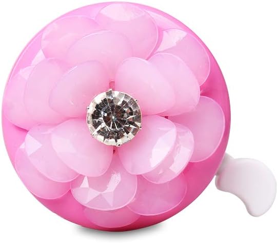 MINI-FACTORY Bike Bell for Girls, Bicycle Handlebar Cute 3D Crystal Diamond Flower Pattern Bike Safe Cycling Ring Horn (Pink)