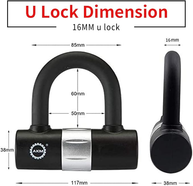 AKM Chain Lock 3-Foot Heavy Duty Bike Chain Lock Durable 12mm Thick Anti-Theft Bicycle Chain Lock with 4Keys Security 16mm U Lock for Bicycle,Moped,Scooter,Motorcycle