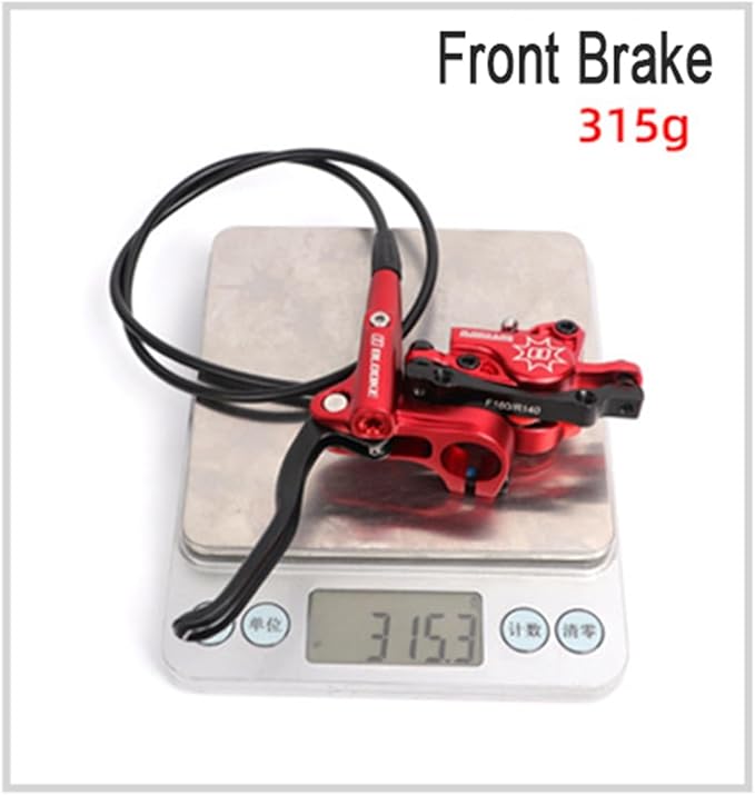 FukkeR Bicycles Aluminum Alloy Disc Brakes Left Front 800mm 2-Pistons E-Bikes Electric Power-Off Hydraulic Brake Fit 160mm Rotor for Mountain Bikes BMX E-Bikes XC Trail