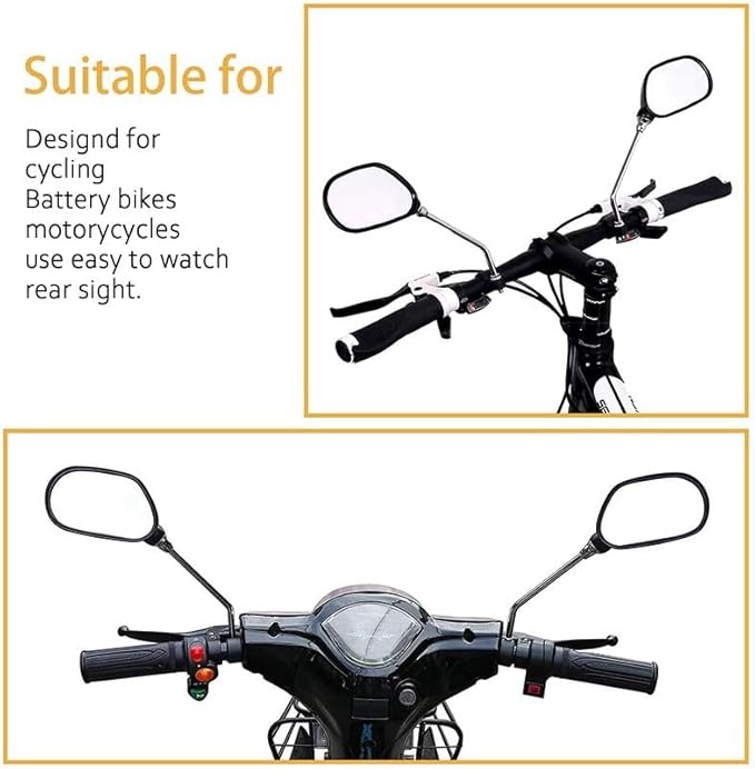 Bike Mirrors, 2Pcs Bicycle Large Wide Angle 360°Adjustable -Bicycle Mirrors for Handlebar 22-26mm, for Mountain Road Bike Motocycle