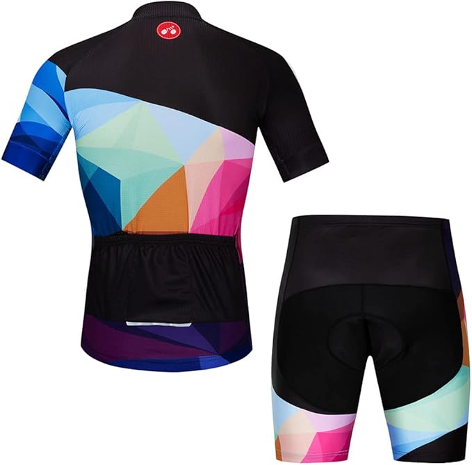 Hotlion Men's Cycling Jersey Sets Gel Pad Summer Bike Clothing Suit Breathable Bike Clothes with 3 Rear Pockets