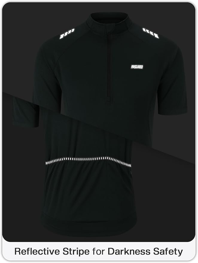 ARSUXEO 1/2 Zipper Cycling Jersey Men Short Sleeves Bike Shirts for Men Biking Bicycle Road Bike Jerseys
