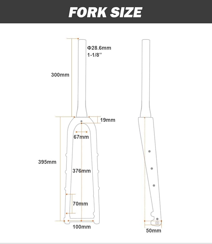 WCS Gravel Bikes Rigid Fork 700C Full Carbon Fiber Road Bikes Fork 1-1/8" Straight / 1-1/8 to 1-1/2"Tapered Tube Front Fork Thru Axle 12X100mm Disc Brake