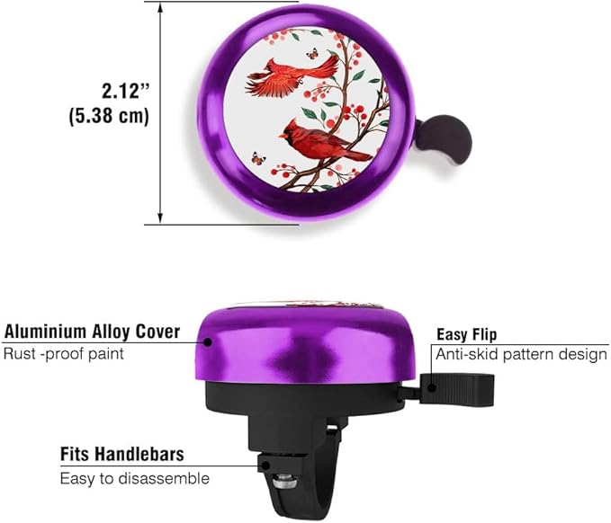 WIRESTER Purple Aluminum Round Bike Bell, Classic Ring Bicycle Bell, Bike Accessories Bell Ring for Adults Kids Girls Boys