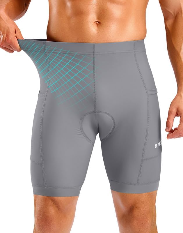 Bikewa Men's Cycling Shorts 7" 4D Padded Bike Shorts for Men Road Biking Bicycle Riding Cycle Biker Phone Pockets