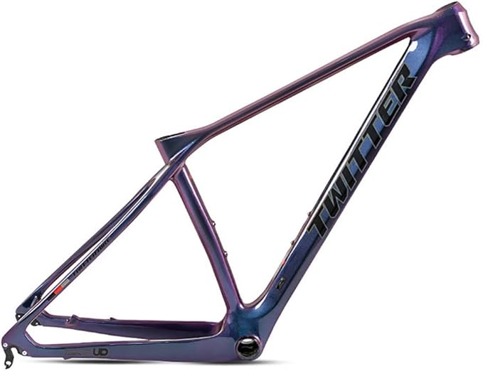 Bike Carbon Fiber Frame 27.5er 29er Hardtail Mountain Bike Frame 15''/17''/19'' Internal Routing Disc Brake Frame QR 135mm XC AM(Discoloration,29 * 17'')