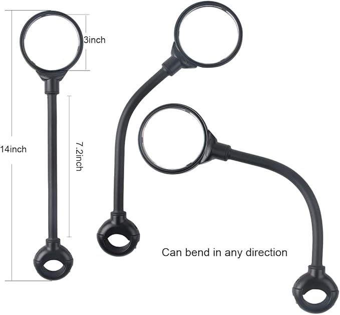 Bike Mirror, Bicycle Rear View Handlebar Mirrors Wide Angle Acrylic Convex Safety Adjustable Rotatable Scratch Resistant Shockproof Aluminum Tube Bike Mirrors for Mountain/Kids/Ebike Bikes （1 piece）