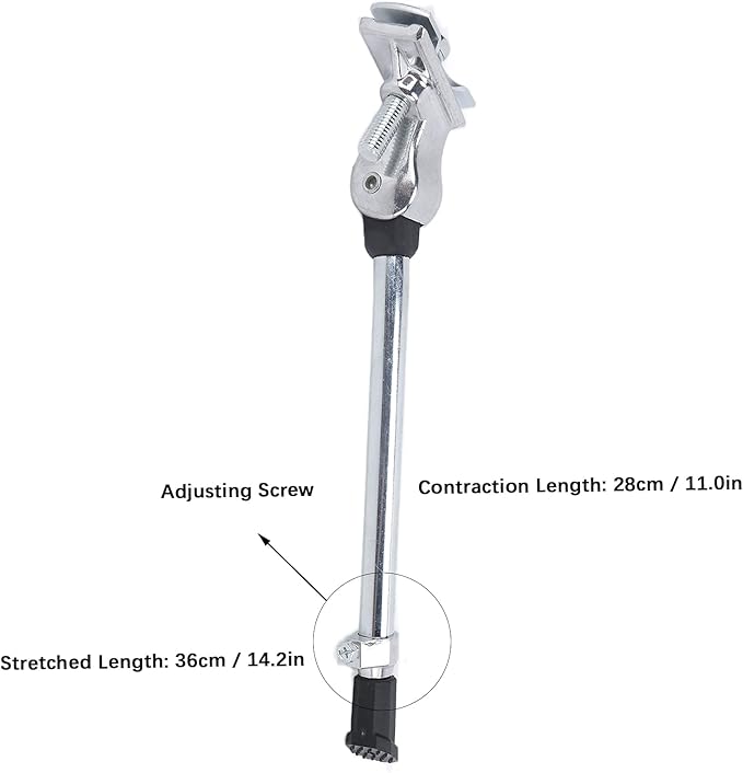 Bike Kickstand, Adjustable Aluminum Alloy Rear Mount Bicycle Kickstand for 24-27 Inch Road Mountain Bikes (Silver)