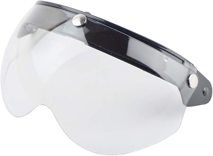 Helmet Visor Replacements,Universal 3 Snap Retro Helmet Visor Windproof Sun Shield Half Face Motorcycle Helmets Visor,Up Down Open Face Helmet Half Face Shield(Clear)