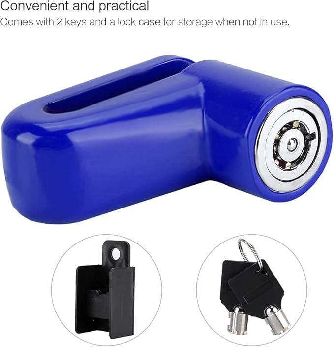 Heavy Duty Motorcycle Disc Lock, AntiTheft Pin Brake Wheel Security Lock with Alarm, Durable Bike Protection for Motorcycles & Scooters, Loud 110dB Alarm for Theft (Blue)