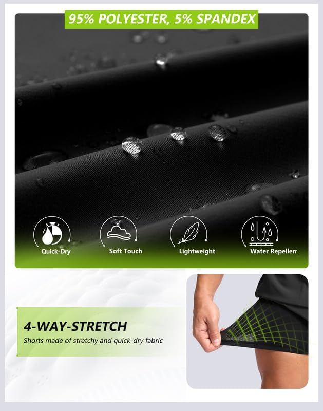 Bikewa Men's Mountain Bike Shorts 4D Padded Baggy Bicycle Biking Riding Lightweight Cycling Shorts with Zipper Pockets