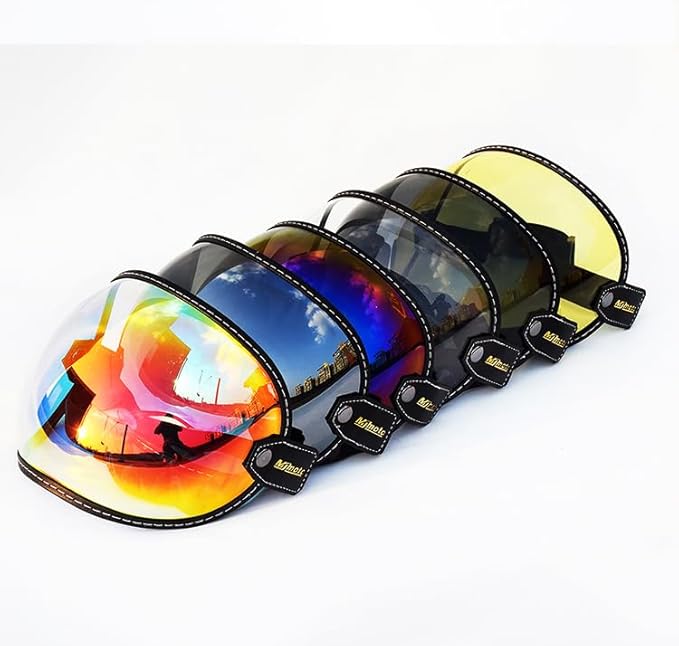 Universal Open Face 3/4 Helmet Visor Lens Bubble Motorcycle Windshield Capacete Lens Vintage Motorbike Helmet Goggles (Color)