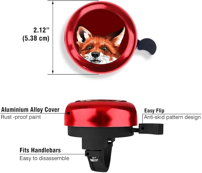 WIRESTER Red Aluminum Round Bike Bell, Classic Ring Bicycle Bell, Bike Accessories Bell Ring for Adults Kids Girls Boys