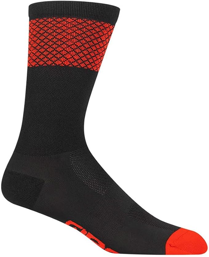 Giro Comp Racer High Rise Unisex Adult Road & Trail Cycling Crew Socks - Black/Bright Red (2023), Small