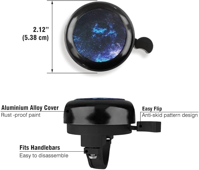 WIRESTER Black Aluminum Round Bike Bell, Classic Ring Bicycle Bell, Bike Accessories Bell Ring for Adults Kids Girls Boys