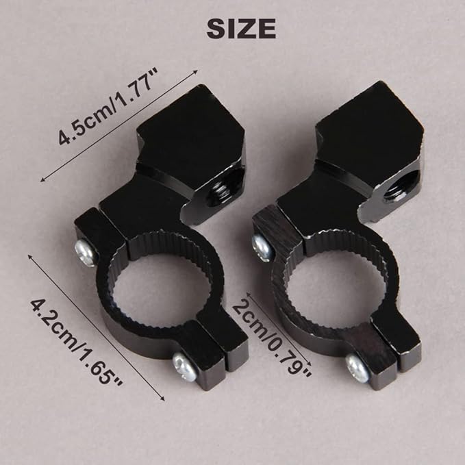 Mtsooning Motorcycle 10mm/ 7/8" Mirror Mount Clamp, 2PCS Handlebar Rearview Mirror Adapter, Black Aluminum Universal Bike mirror Holder