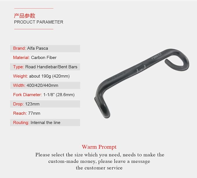 Alfa Pasca Carbon Handlebars Road Bike Handle Bar Aero Handlebars Road Bike Drop Bent Bars Road Bike Handlebars Racing Bicycle Handlebars Lightweight 31.8 Black UD Matte 380/400/420/440mm