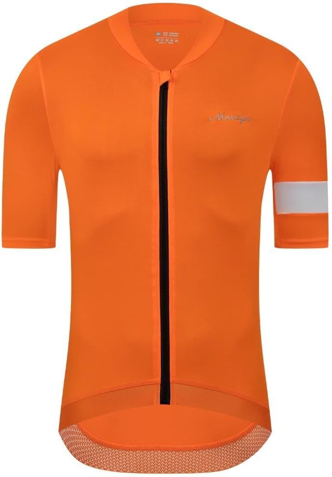 MOXILYN Men's Cycling Jerseys Road Bike Shirts Short Sleeve Full Zipper with 4 Pockets Reflective Widen Anti Slip Hem