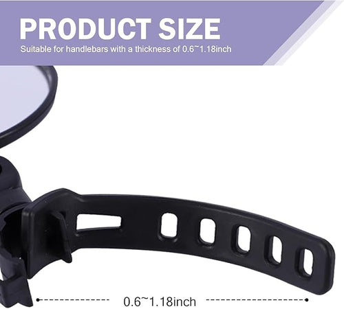 2 PCS Bike Mirror Handlebar Mount, Adjustable Rotatable Bike Rear View Mirror with HD Glass, Quick Install Bicycle Bar End Mirror, Safe Cycling Convex Mirror, for Mountain Road Bikes (Black)