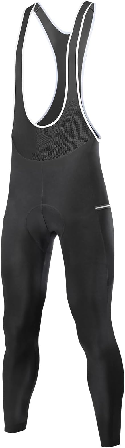 Santic Men's Winter Fleece Pro Cycling Bib Pants 4D Padded Thermal Cold Weather Bike Riding Pants with Pockets