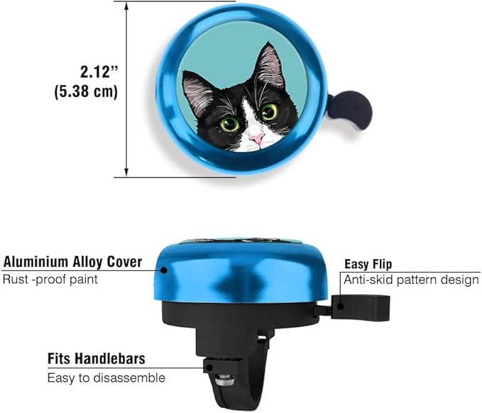 WIRESTER Blue Aluminum Round Bike Bell, Classic Ring Bicycle Bell, Bike Accessories Bell Ring for Adults Kids Girls Boys