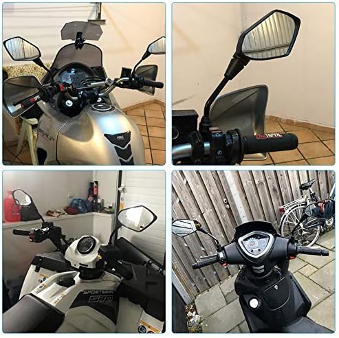 【2026 Upgraded】Motorcycle Convex Rear View Mirror, Mirrors For Bike,motorcycle,atv,scooter, with M8 M10 Threaded Bolt, with 7/8" Handle Bar Mount Clamp Compatible with Cruiser, Suzuki, Honda,Victory