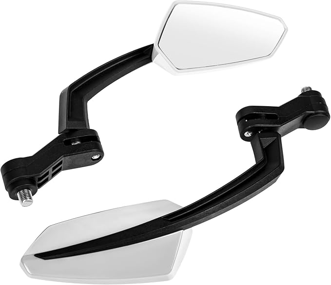 Addmotor Bike Mirrors, 1 Pair Bicycle Mirror Handlebar Mount, 360° Adjustable Rotatable Bike Mirror, HD, Safe Handlebar Rearview Mirror, Bike Accessories Bicycle Mirrors Set White