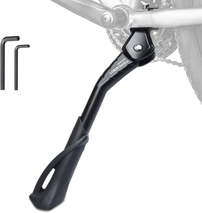 Bike Kickstand Enhanced,Rear Side/Center Mount,Aluminum Alloy Bicycle Kick Stand Adjustable Kickstand for adult bike 700C 24" 26" 28" 29 inch Mountain Road bike(Black Center 24"-29" Bike)